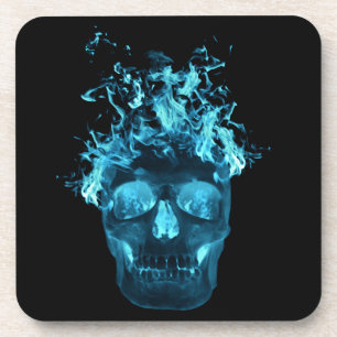 Blue Flaming Skull Untersetzer