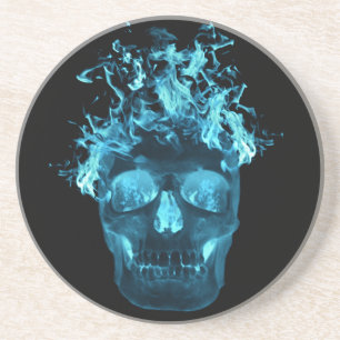 Blue Flaming Skull Untersetzer