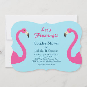 Blue Flamingo Beach Couple's Dusche Einladung