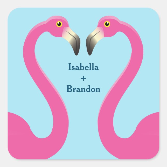 Blue Flamingo Beach Wedding Sticker (Vorderseite)
