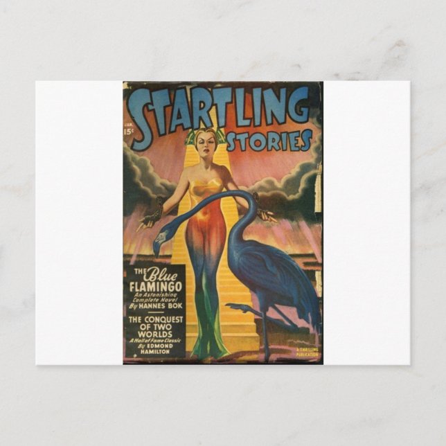 Blue Flamingo Postkarte (Vorderseite)