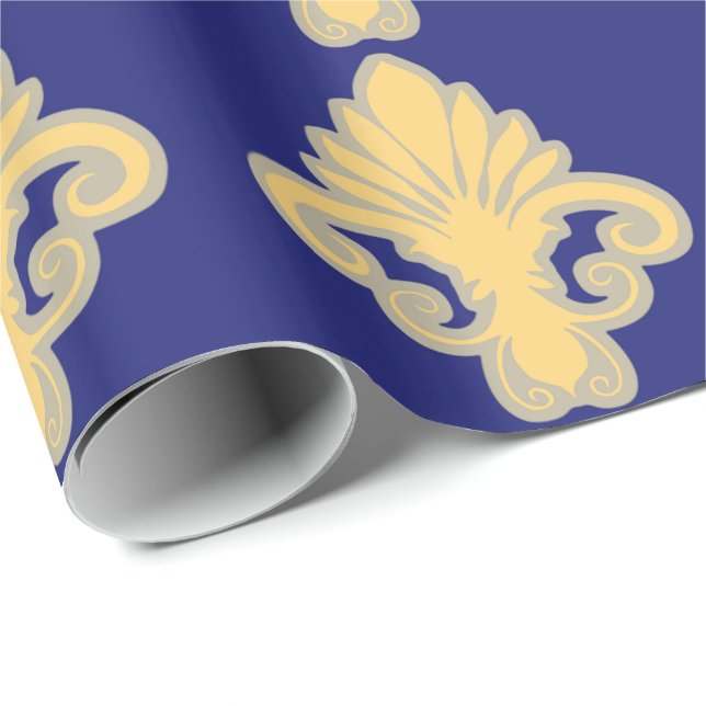 Blue Fleur Geschenkpapier (Rolleneckpunkt)