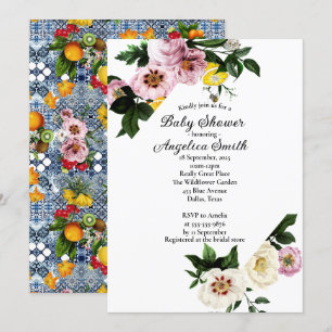 Blue Fliesen Mediterrane Muster Baby Dusche Einladung
