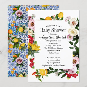 Blue Fliesen Mediterrane Muster Baby Dusche Einladung