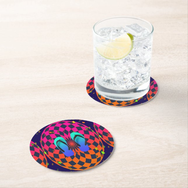 Blue Flip Flops Ellipse Runder Pappuntersetzer (Vor Ort)