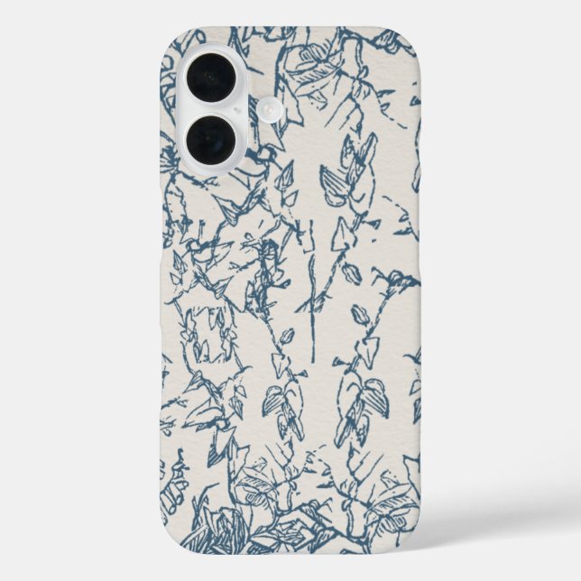 Blue Flora Hand-Drawn Aesthetic iPhone / iPad case (Rückseite)