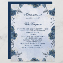Blue Floral 18 Kerzen und Rose Zeremonie Programm