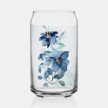 Blue Floral 2 Can Glass Trinkbehälter Set