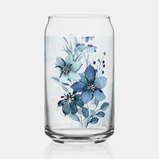 Blue Floral 3 Can Glass Trinkbehälter Set Dosenglas