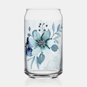 Blue Floral 4 Can Glass Trinkbehälter Set Dosenglas