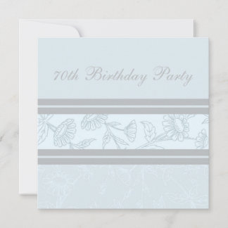 Blue Floral 70. Geburtstagsparty Einladungen
