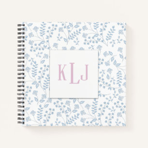 Blue Floral 8.5" x 8.5" SpiralNotebook Notizbuch