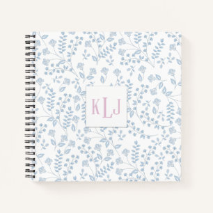 Blue Floral 8.5" x 8.5" SpiralNotebook Notizbuch