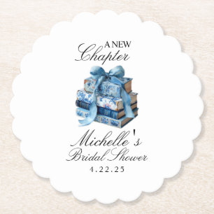 Blue Floral A New Chapter Brautparty Untersetzer