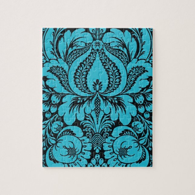 Blue Floral Abstrakt Art Puzzle (Vertikal)