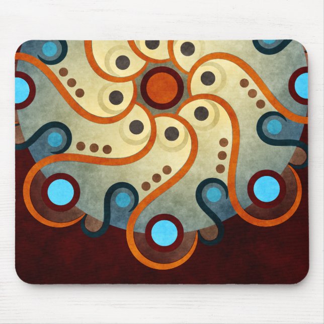 Blue Floral Abstrakt Vector Art Mousepad (Vorne)