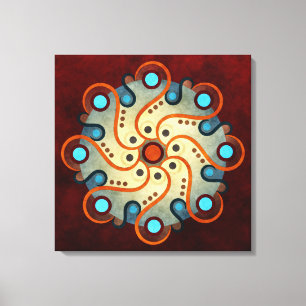 Blue Floral Abstrakt Vector Art Wrapped Canvas pr Leinwanddruck