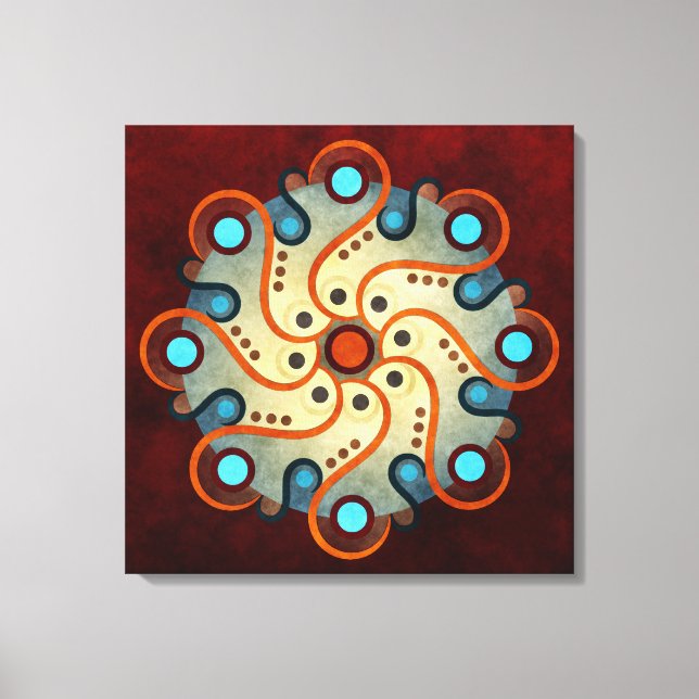 Blue Floral Abstrakt Vector Art Wrapped Canvas pr Leinwanddruck (Vorderseite)