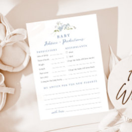 Blue Floral Advice Predictions Baby Shower Card Einladung