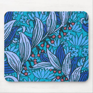 Blue Floral Antique Boho Modern Mousepad