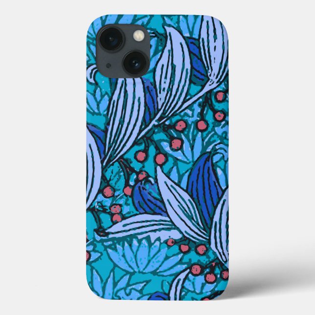 Blue Floral Antique Boho Moderne Case-Mate iPhone Hülle (Rückseite)