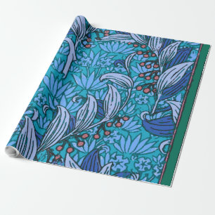 Blue Floral Antique Boho Moderne Geschenkpapier