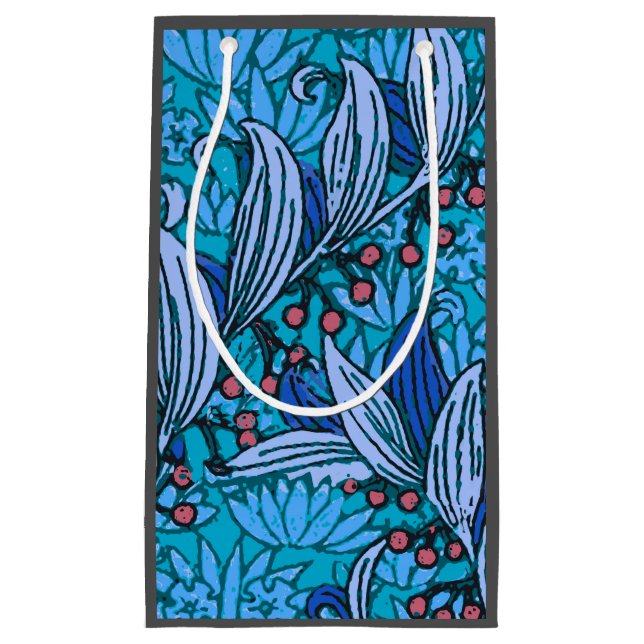 Blue Floral Antique Boho Moderne Kleine Geschenktüte (Vorderseite)