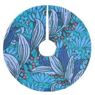 Blue Floral Antique Boho Moderne Polyester Weihnachtsbaumdecke