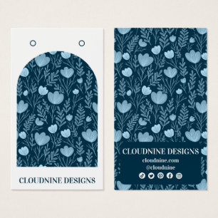 Blue Floral Arch Earring Juwelier Display Card