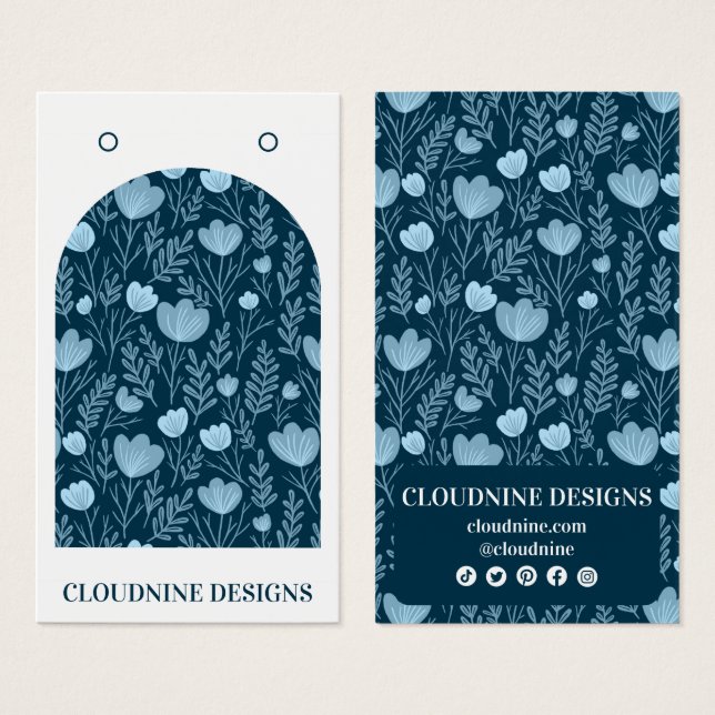 Blue Floral Arch Earring Juwelier Display Card (Vorne & Hinten)