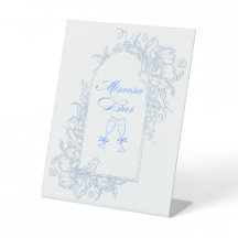 Blue Floral Arch Gerahmt Mimosa Bar Sign
