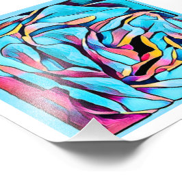 Blue Floral Art Print Fotodruck