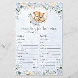 Blue Floral Baby Bears Vorhersage für Zwillingsspi