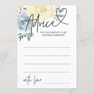 Blue Floral Baby Boy Duschbeilage Game Card Einladung