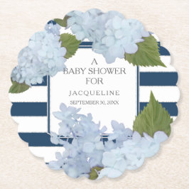 Blue Floral Baby Dusche Navy n White Stripes Untersetzer