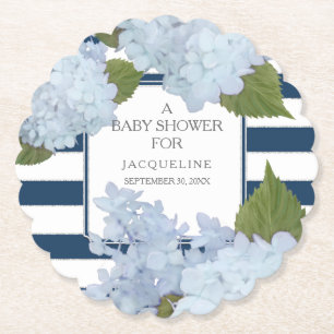 Blue Floral Baby Dusche Navy n White Stripes Untersetzer