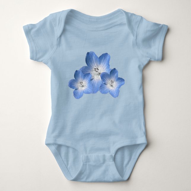 Blue Floral Baby Girl Bodysuit Baby Strampler (Vorderseite)