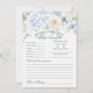 Blue Floral Baby in Bloom Advice for Baby Card Einladung