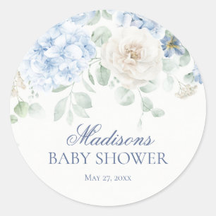 Blue Floral Baby in Bloom Baby Dusche Siegel einla Runder Aufkleber