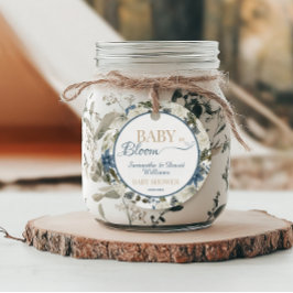 Blue Floral Baby in Bloom Botanical Baby Shower Geschenkanhänger