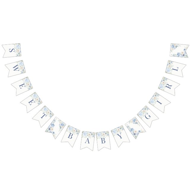 Blue Floral Baby in Bloom Hydrangea Babydusche Wimpelkette (Alle)