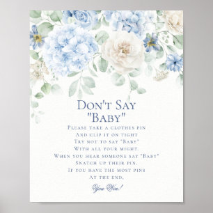 Blue Floral Baby in Bloom Hydrangea Game Poster