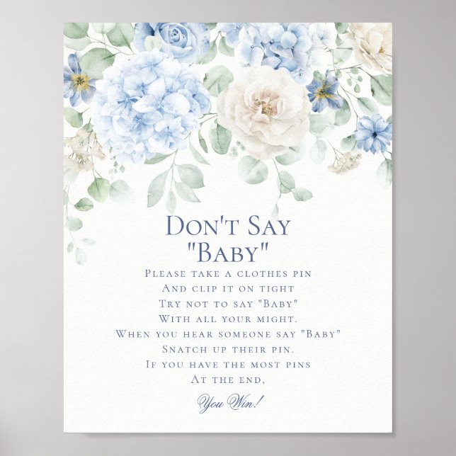 Blue Floral Baby in Bloom Hydrangea Game Poster (Vorne)