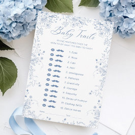 Blue Floral Baby Shooter Baby Trails Game Card Einladung