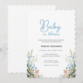 Blue Floral Baby Shower invitation, Baby in Bloom Einladung