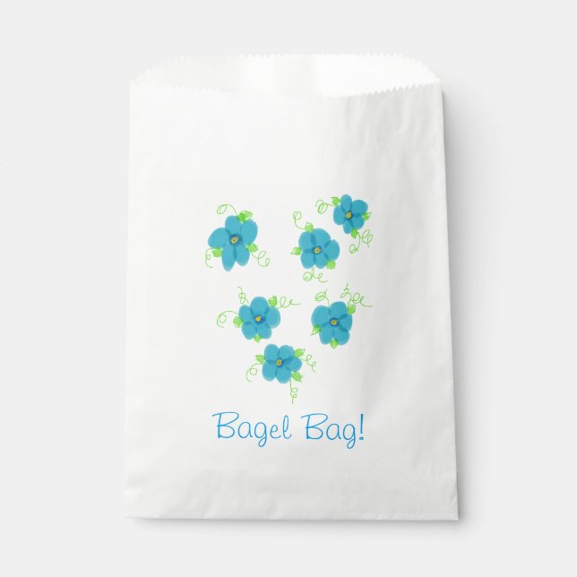 Blue Floral Bagel Bag Geschenktütchen (Vorderseite)