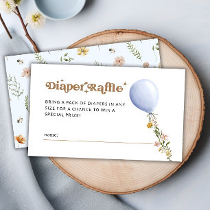 Blue Floral Ballon Windeln Raffle Baby Dusche Begleitkarte