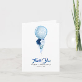 Blue Floral Balloon Baby Dusche Vielen Dank Dankeskarte