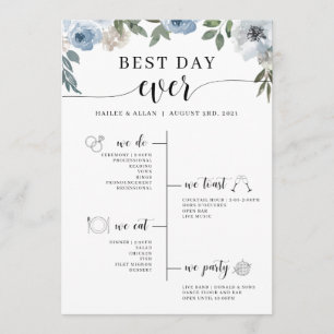 Blue Floral Best Day Ever Wedelzeitprogramm Programm