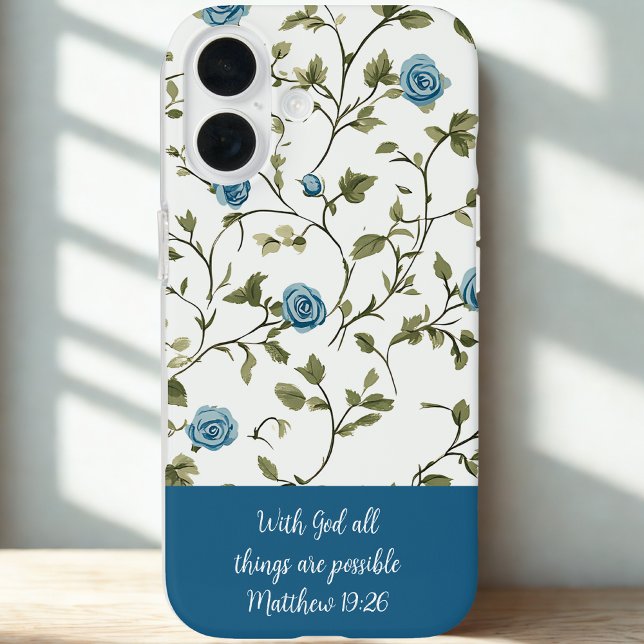 Blue Floral Bible Verse Case-Mate iPhone Hülle (Von Creator hochgeladen)